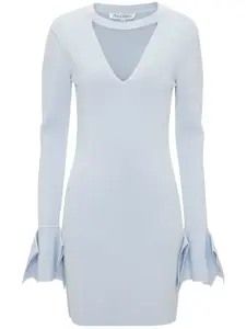Платье мини с оборками и вырезами JW ANDERSON, синий
