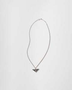Серебряное ожерелье с подвеской Prada, черный