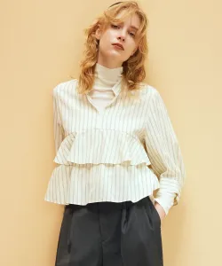 Блузка из лиоцелла с многоярусной отделкой Suite, цвет Ivory 1[102]