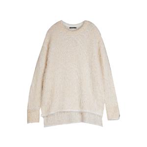 ELLE XU ZHI Вязаный свитер для женщин белый с круглым вырезом Moderate