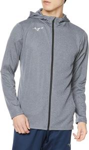 Толстовка Mizuno унисекс для взрослых, мягкая, трикотажная, на молнии, облегающий крой, размер 32MCA118, тренировочная одежда, угольно-серый меланж