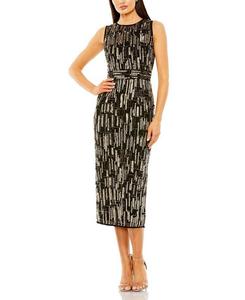 Платье миди без рукавов с абстрактным бисером Mac Duggal, мультиколор