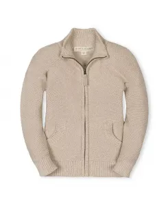 Джемпер для мальчиков из органического материала с длинными рукавами, застежкой-молнией и воротником-реглан Hope & Henry, коричневый