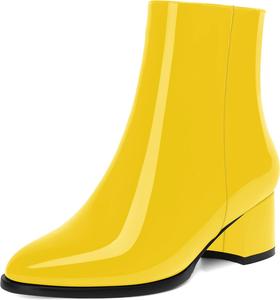 Женские лаковые вечерние ботильоны NUMALEO с молнией, круглый носок, устойчивый низкий каблук 2 дюйма