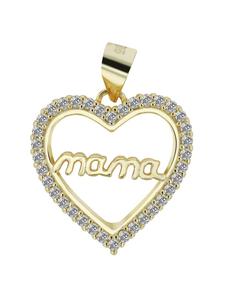 Adeliás Женский кулон в форме сердца из серебра 925 пробы с кубическим цирконием в золотой оправе