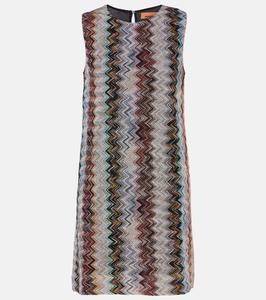 Мини-платье из ламе с зигзагообразным узором Missoni, Multi Silver Black Pink Blue