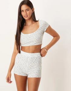 Коллективные микрошорты The Label в синем изящном узоре