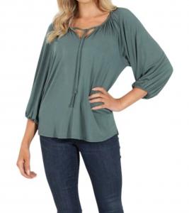 Топ Cupro Stretch Split Neck в цвете Balsam Veronica M