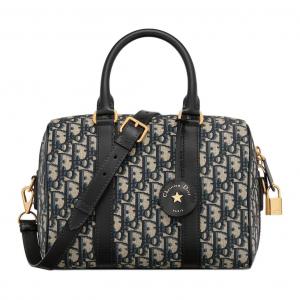 DIOR Текстурированная сумка бостон с кожаными вставками