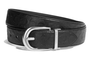 Женский ремень Coach кожаный с логотипом и тиснением, черный