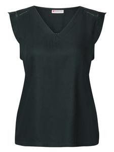 Топ с V-образным вырезом и деталями, связанными крючком, зеленого цвета Street One