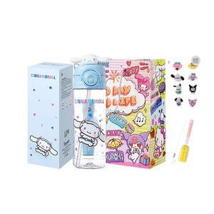 Пластиковые стаканы Kulomi Sanrio, Cinnamoroll Double Water Bottle+Shopping Bag (Includes Cup Cleaning Brush+Straw Brush+Stickers)