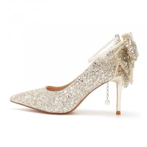 TADSW Тонкие каблуки на шпильке женские шампань голд, цвет Champagne Gold