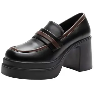 Массивные туфли на высокой шпильке 8 см женские POOQ, черный