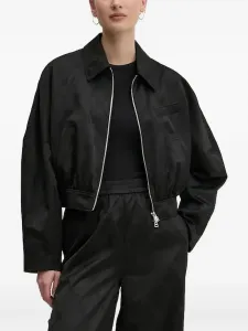 Куртка на молнии с монограммным узором HUGO, черный