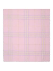 Шерстяной шарф в клетку Burberry, розовый