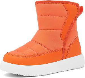 Милые зимние непромокаемые слипоны для девочек, теплые снежные ботинки для малышей с удобной теплой меховой подкладкой, уличные нескользящие ботиночки на голенище для холодной погоды, пеших прогулок, нарядов и игр ADKGBE, Orange