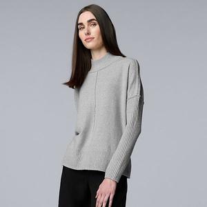 Женский свитер с высоким воротником из смесового кашемира Simply Vera Vera Wang, Dark Gray Fox Heather