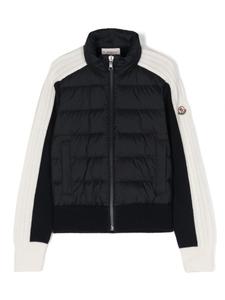 Moncler Enfant пуховик с вязаными вставками, синий