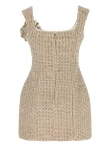 Вязаное мини-платье с розами Giuseppe Di Morabito, нейтральный