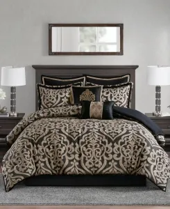 Комплект постельного белья Odette Jacquard, 8 предметов, размер California King Madison Park, черный