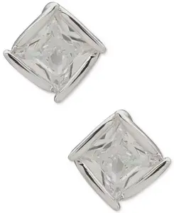 Серьги-Гвоздики серебряного тона с кубическим цирконием Anne Klein, crystal