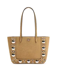 Замшевая сумка-тоут Nellcôte mini с логотипом Valentino Garavani, бежевый