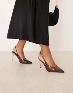 Туфли на высоком каблуке с гальваническим покрытием ASOS DESIGN Phoenix бордового цвета