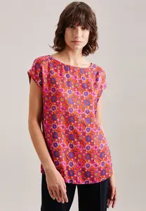 Блузка-рубашка seidensticker "Black Rose", с короткими рукавами и принтом вокруг шеи, красный