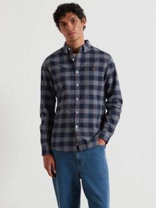 Оксфордская рубашка с длинными рукавами и воротником из органического хлопка в клетку Farah