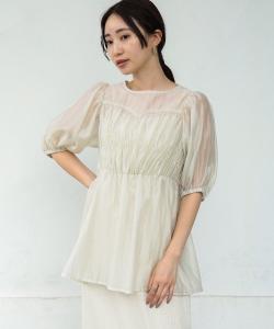 Прозрачная блузка с баской в стиле бюстье