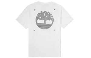 Timberland Мужская белая футболка с круглым вырезом, умеренно прямой крой