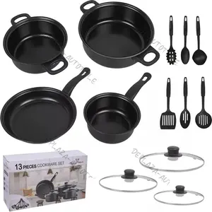 Набор посуды из 13 предметов со стеклянными крышками, кастрюлями, сковородками Jormftte