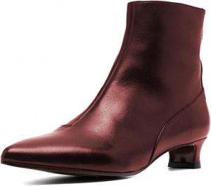 Женские модные ботильоны Zszszsu с заостренным носком, удобным низким каблуком, короткие ботинки на молнии с боковой застежкой, для вечеринок, платьев, осенняя обувь, размер 4-16 US, Dark Red