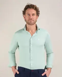 Мужская рубашка из ткани Sepiia однотонная El Ganso, зеленый