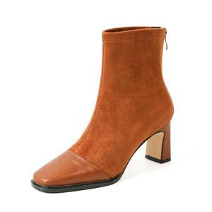 YAFEI XUANYU Коричневые женские ботильоны на каблуке 7 см, цвет Brown