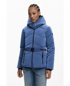 Женское короткое переливающееся стеганое пальто Desigual, Light blue
