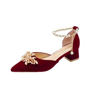 Alxnan Женские туфли на платформе с массивным каблуком - бордовые, цвет Burgundy Chunky Heel