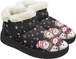 Зимние ботинки для женщин и мужчин, минималистичные, теплые с мехом, с широким носком, на щиколотку, с легким надеванием, для прогулок и бега Chririnla, Snowman Family