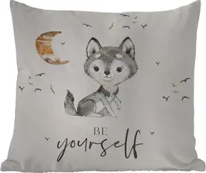 Подушка для улицы - Пословицы - Волк - Будь собой - Дети - Мальчики - Девочки - Акварель - 40x40 см - Водонепроницаемая - Подушка для отдыха - Подушка - Для интерьера - Обивка с изображением MuchoWow