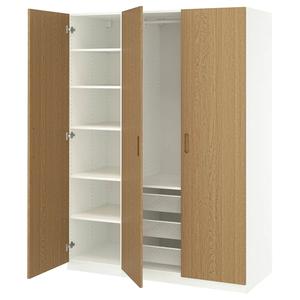 Гардероб PAX/TONSTAD IKEA, 150x60x201 см, цвет white/oak veneer