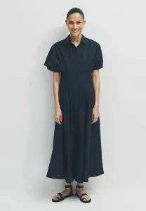 Платье-Рубашка прямого кроя с короткими рукавами и складками спереди The Set, Navy