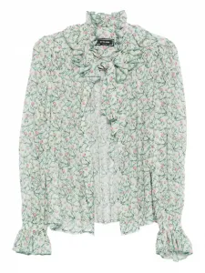 Блузка с оборками и цветочным принтом STYLAND, зеленый
