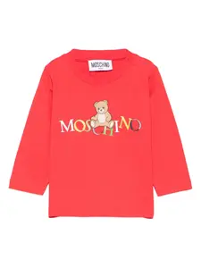 Топ с длинными рукавами и логотипом Тедди Moschino Kids, красный