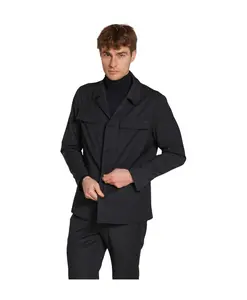 Однотонная шерстяная рубашка-куртка темно-синего цвета Mason'S, синий