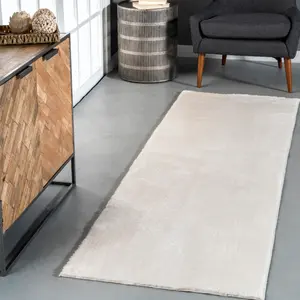 Ковер Loni Solid Shag Area Rug nuLOOM, 76x305 см, белый