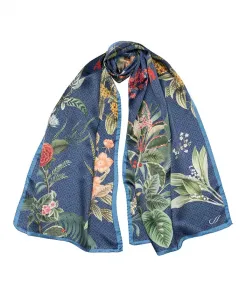 Сара - Длинный шелковый шарф из сатина для женщин Elizabetta, синий