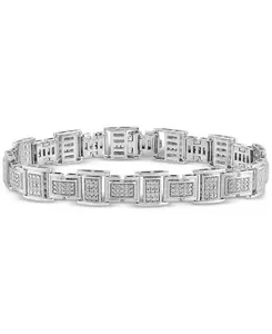 Мужской браслет с бриллиантами (1 карат) из стерлингового серебра Macy'S, silver