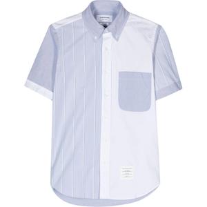 Рубашка с цветными блоками на пуговицах THOM BROWNE, синий