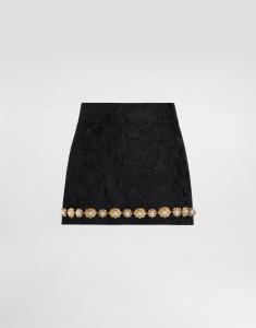 Мини-юбка из броката Dolce & Gabbana, черный